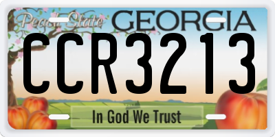 GA license plate CCR3213