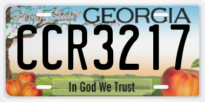 GA license plate CCR3217