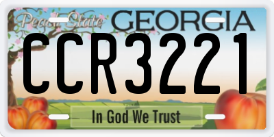 GA license plate CCR3221