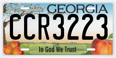 GA license plate CCR3223