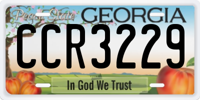 GA license plate CCR3229
