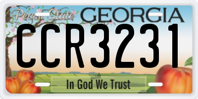 GA license plate CCR3231