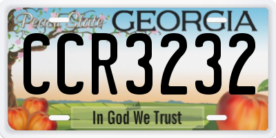 GA license plate CCR3232