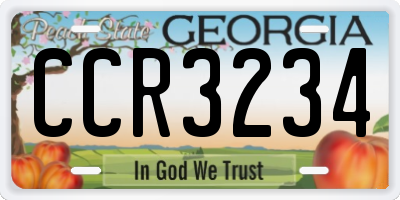 GA license plate CCR3234