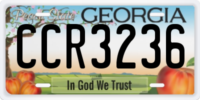 GA license plate CCR3236