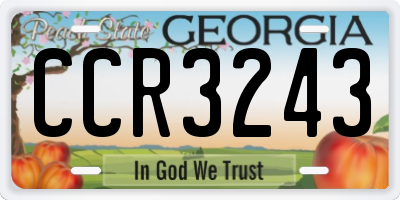 GA license plate CCR3243