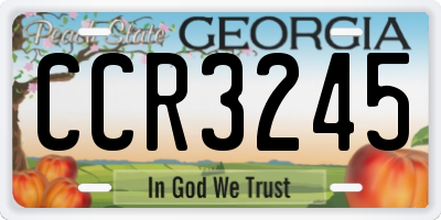 GA license plate CCR3245