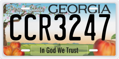 GA license plate CCR3247