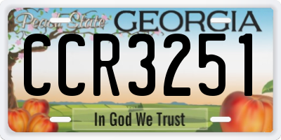 GA license plate CCR3251