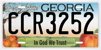 GA license plate CCR3252