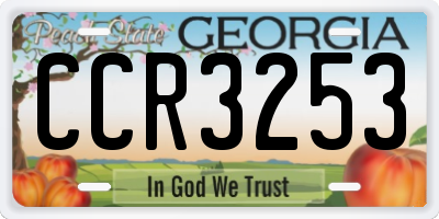 GA license plate CCR3253