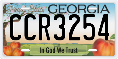 GA license plate CCR3254