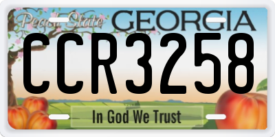 GA license plate CCR3258
