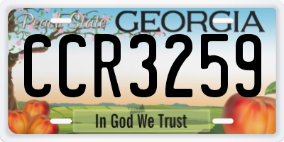 GA license plate CCR3259