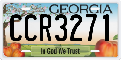 GA license plate CCR3271