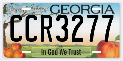 GA license plate CCR3277