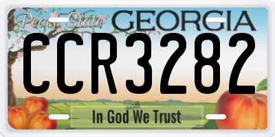 GA license plate CCR3282