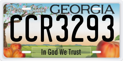 GA license plate CCR3293