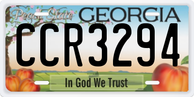 GA license plate CCR3294