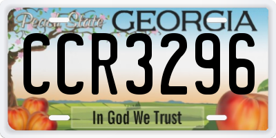 GA license plate CCR3296