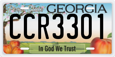 GA license plate CCR3301