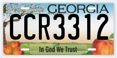 GA license plate CCR3312
