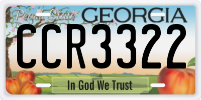 GA license plate CCR3322
