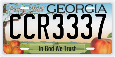 GA license plate CCR3337