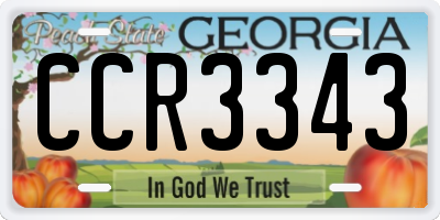 GA license plate CCR3343