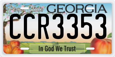 GA license plate CCR3353