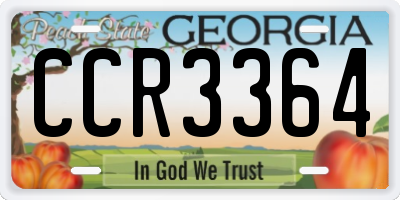 GA license plate CCR3364