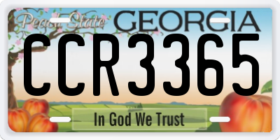 GA license plate CCR3365