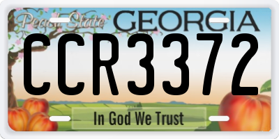 GA license plate CCR3372