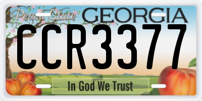 GA license plate CCR3377
