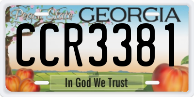 GA license plate CCR3381