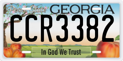 GA license plate CCR3382