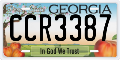 GA license plate CCR3387