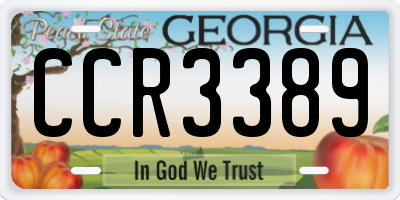 GA license plate CCR3389