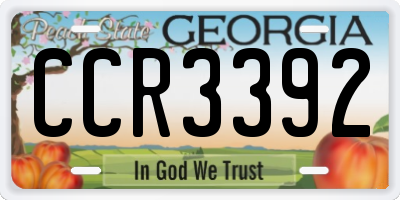 GA license plate CCR3392