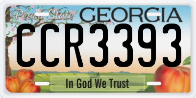 GA license plate CCR3393