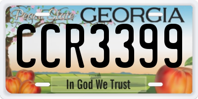 GA license plate CCR3399