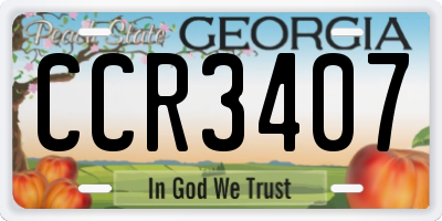 GA license plate CCR3407