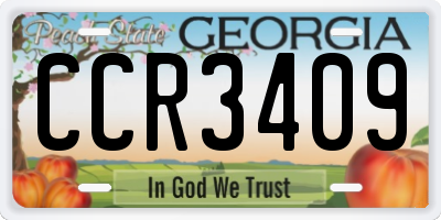 GA license plate CCR3409
