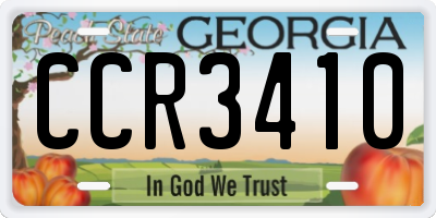 GA license plate CCR3410