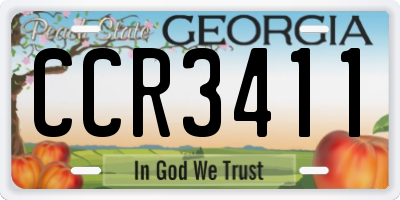 GA license plate CCR3411