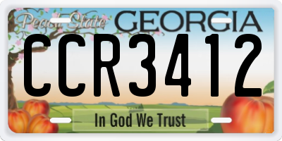GA license plate CCR3412