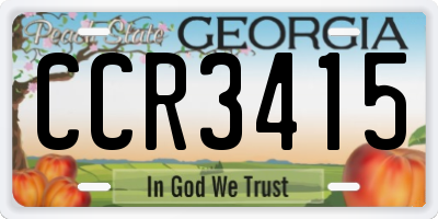 GA license plate CCR3415