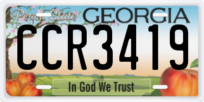 GA license plate CCR3419
