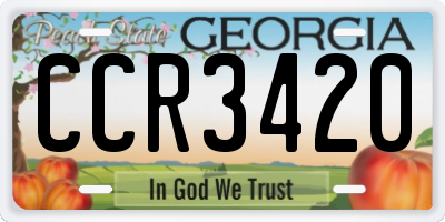 GA license plate CCR3420