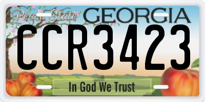 GA license plate CCR3423